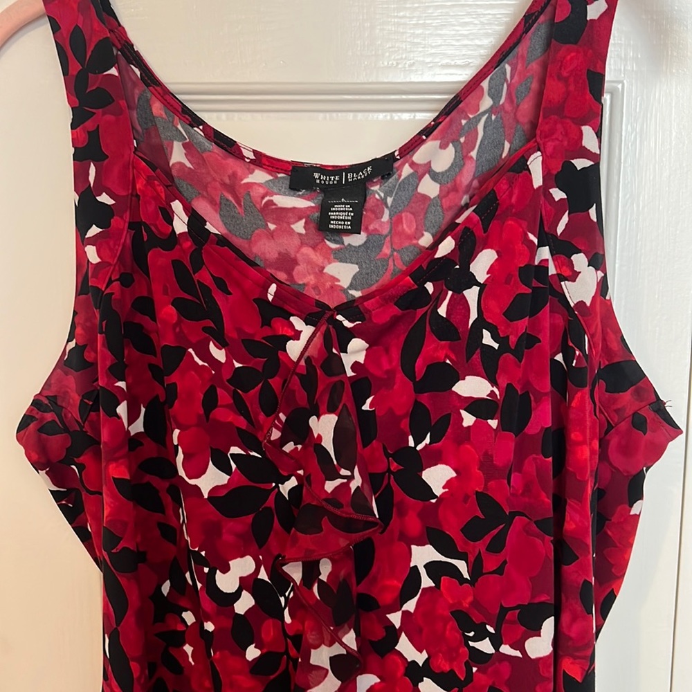 Sz L WHBM Red white black camisole top